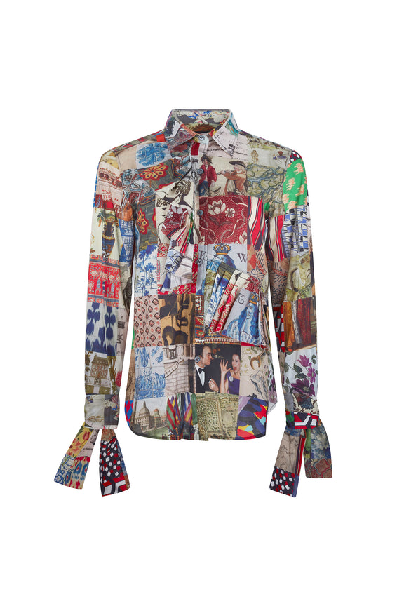 'BLOOMSBURY COLLAGE' RUFFLE CLASSIC SHIRT - CLASSIC SHIRTS - Libertine