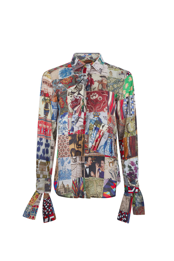 'BLOOMSBURY COLLAGE' RUFFLE CLASSIC SHIRT - CLASSIC SHIRTS - Libertine
