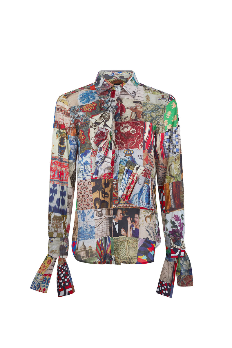 'BLOOMSBURY COLLAGE' RUFFLE CLASSIC SHIRT - CLASSIC SHIRTS - Libertine