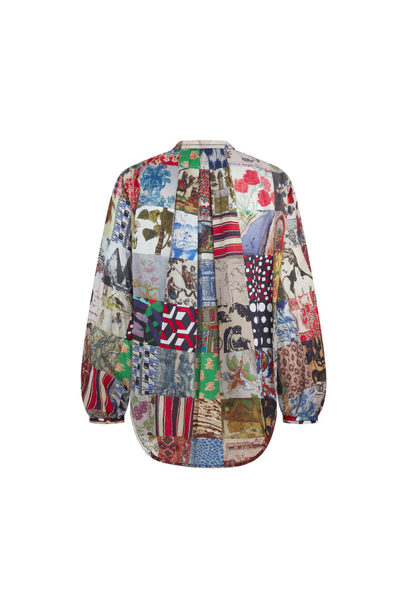 'BLOOMSBURY COLLAGE' PUFF SLEEVE TUNIC - TOPS - Libertine