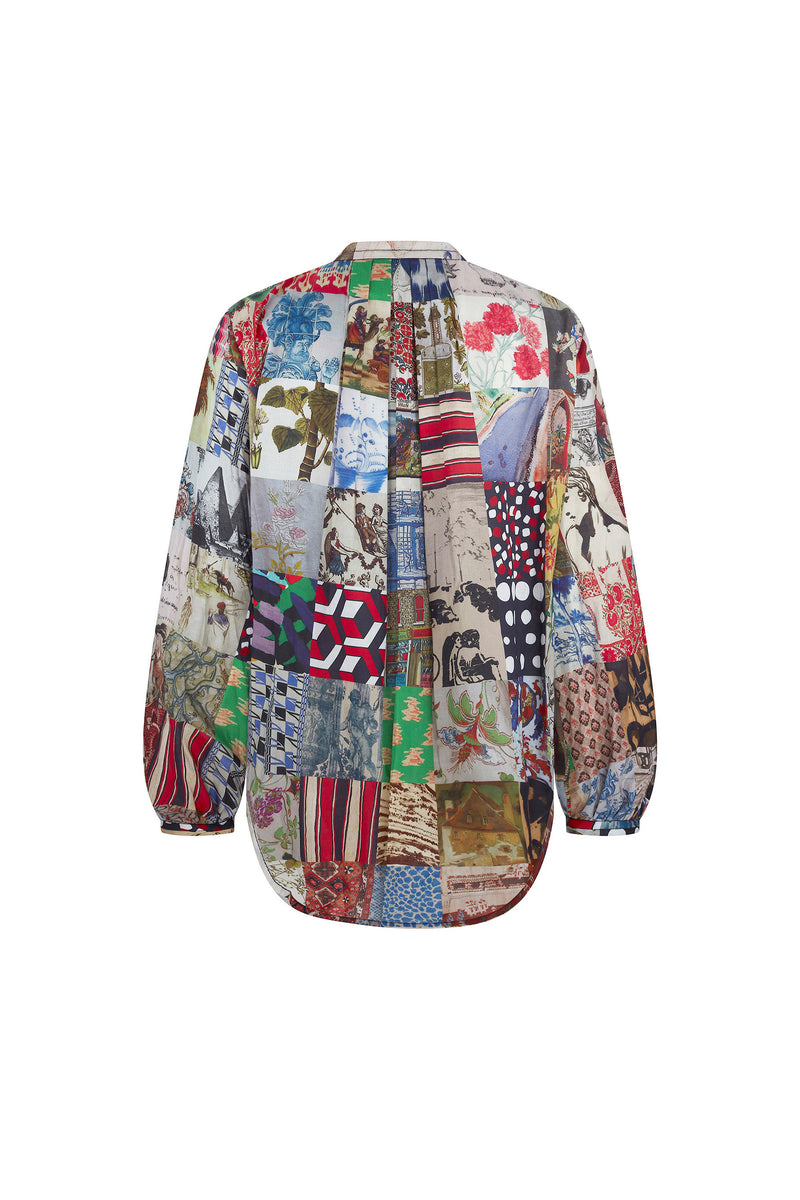 'BLOOMSBURY COLLAGE' PUFF SLEEVE TUNIC - TOPS - Libertine