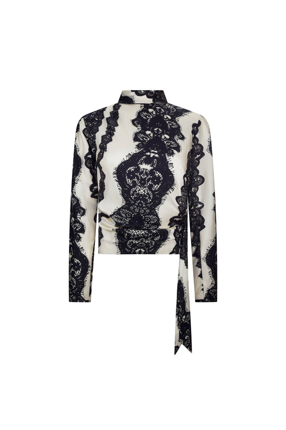 'VENETIAN LACE' SIDE TIE BLOUSE -  - Libertine