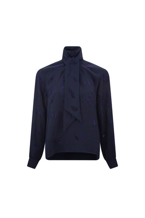 'KIND OF BLUE' SLIM KEITH TIE BLOUSE