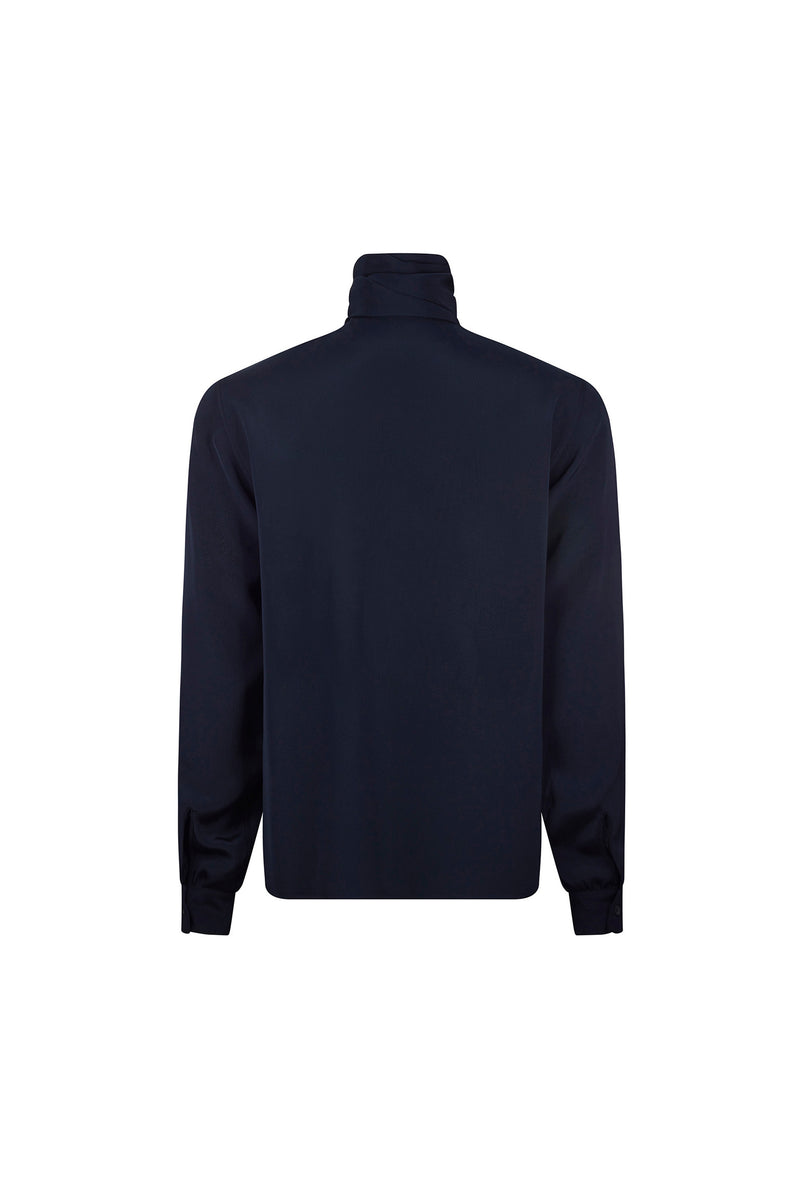 'FRENCH NAVY' SLIM KEITH TIE BLOUSE - - Libertine