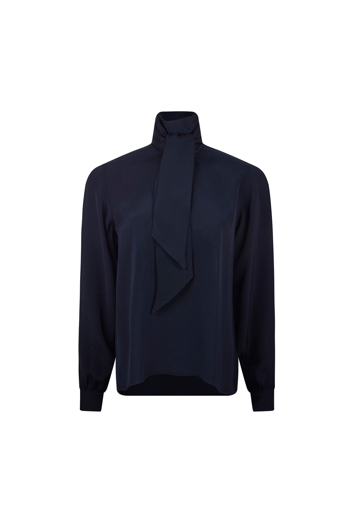'FRENCH NAVY' SLIM KEITH TIE BLOUSE - - Libertine