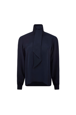 'FRENCH NAVY' SLIM KEITH TIE BLOUSE