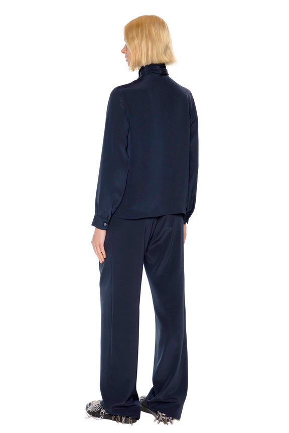 'FRENCH NAVY' SLIM KEITH TIE BLOUSE -  - Libertine