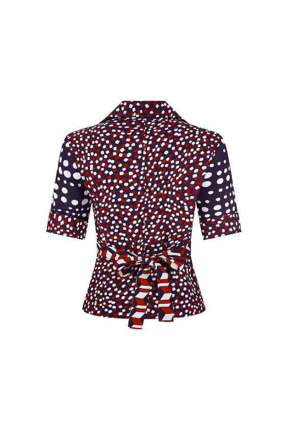 'RED WHITE AND BLUE MASH UP' JAZZY BLOUSE -  - Libertine