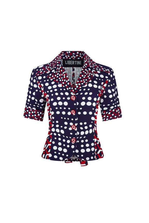 'RED WHITE AND BLUE MASH UP' JAZZY BLOUSE -  - Libertine