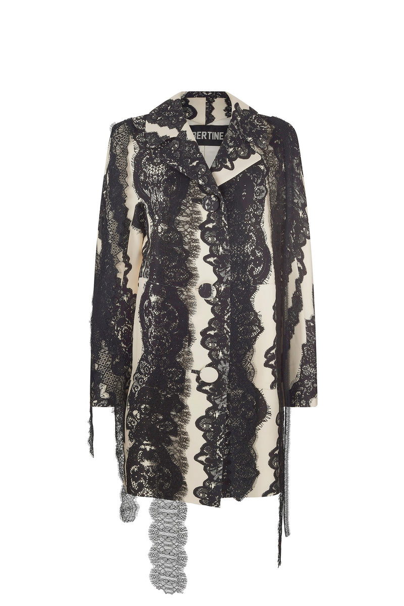 'VENETIAN LACE' TROMPE L'OEIL L/S PATCH POCKET COAT - - Libertine