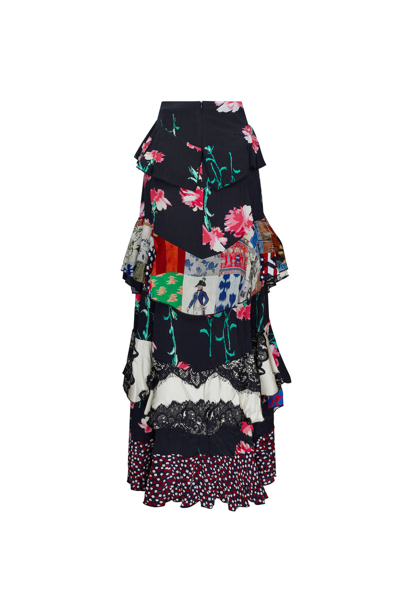 'MASH UP' LONG RUFFLE SKIRT - - Libertine