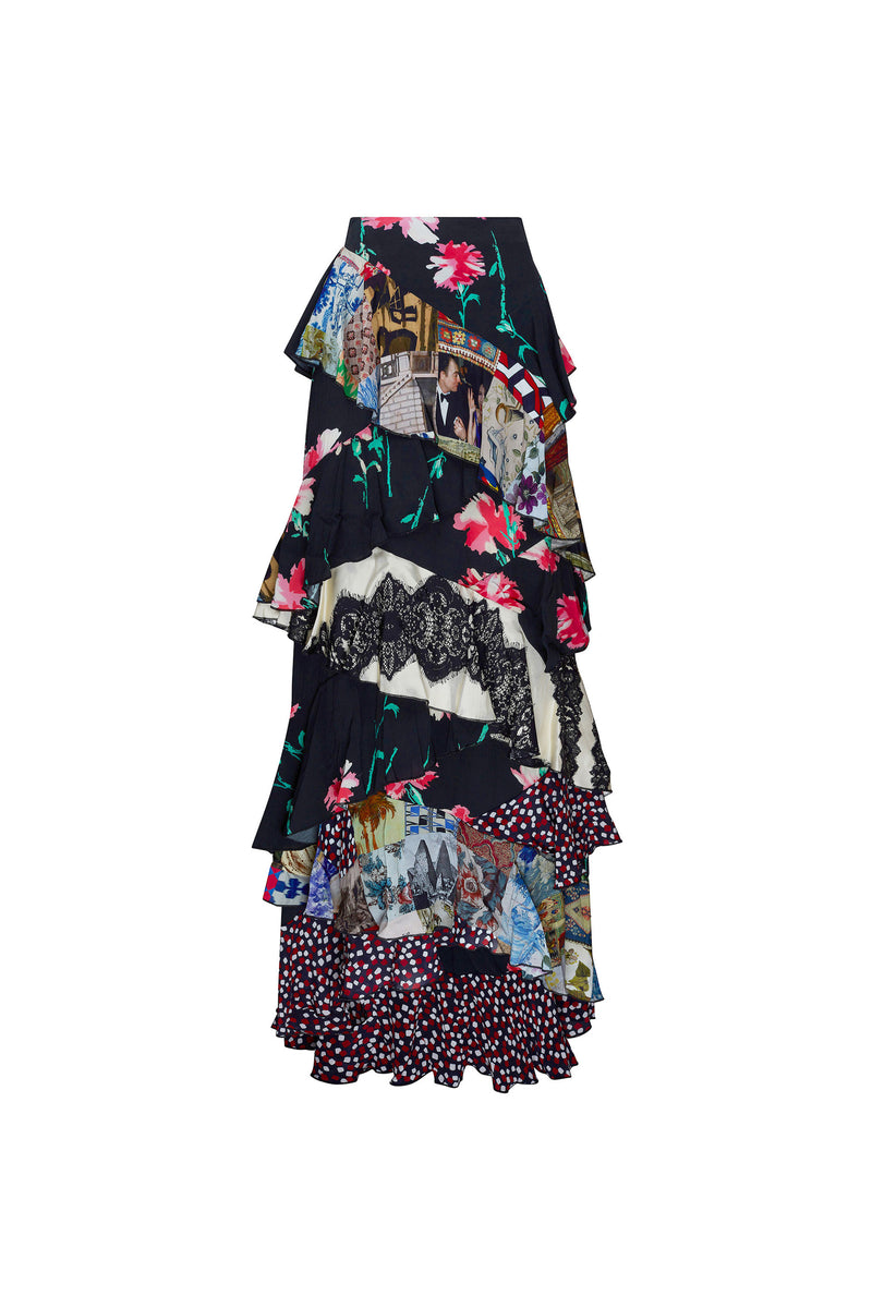 'MASH UP' LONG RUFFLE SKIRT - - Libertine