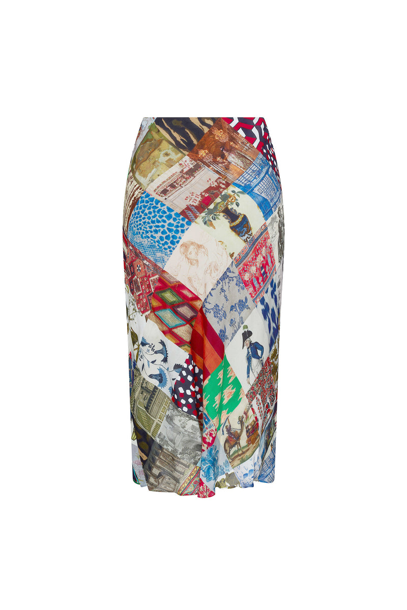 'BLOOMSBURY COLLAGE' BIAS SLIP SKIRT - Skirts - Libertine