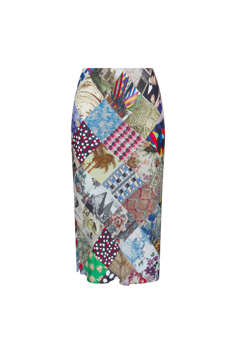 'BLOOMSBURY COLLAGE' BIAS SLIP SKIRT - Skirts - Libertine