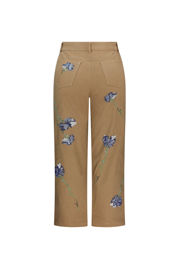 'CECIL BEATON BLUE CARNATION' CROPPED WIDE LEG PANT - PANTS - Libertine