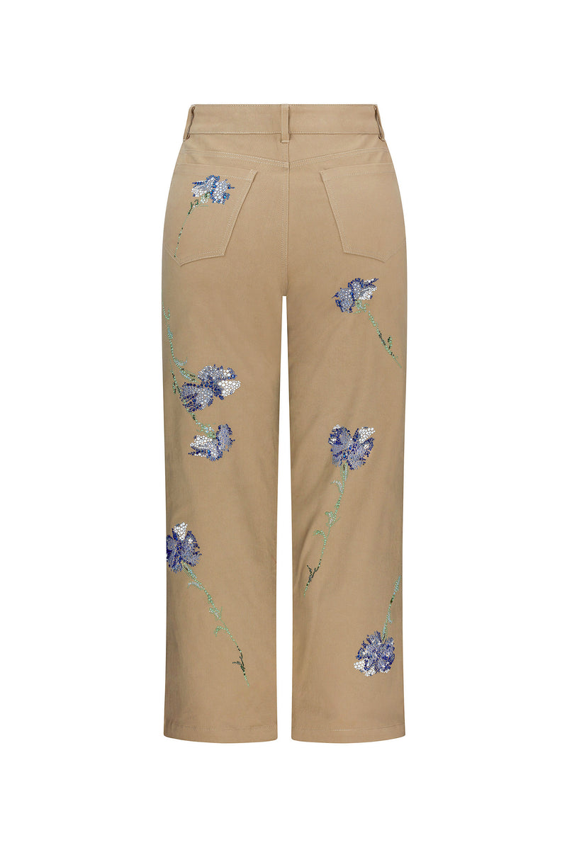 'CECIL BEATON BLUE CARNATION' CROPPED WIDE LEG PANT - PANTS - Libertine