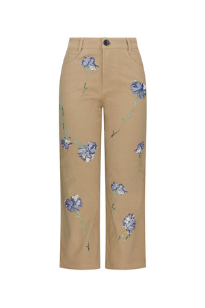 'CECIL BEATON BLUE CARNATION' CROPPED WIDE LEG PANT