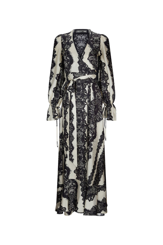 'VENETIAN LACE' TIE SLEEVE WRAP DRESS - - Libertine - Main image