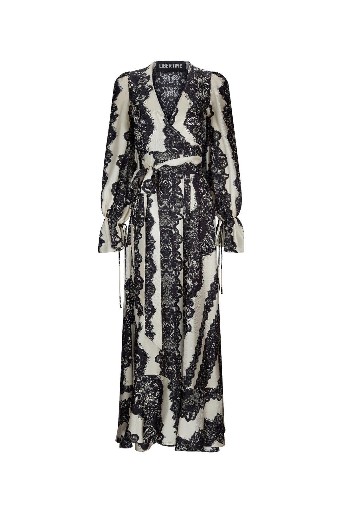 'VENETIAN LACE' TIE SLEEVE WRAP DRESS - - Libertine