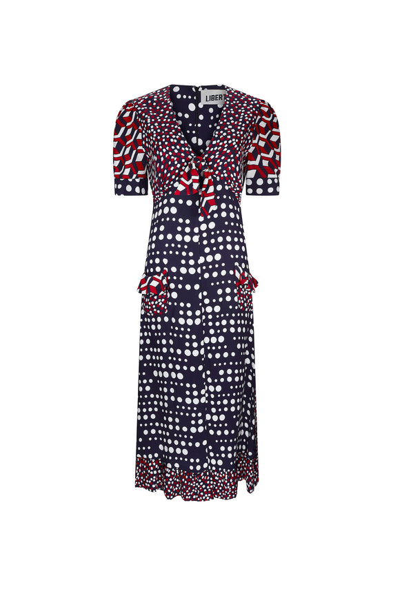 'RED WHITE AND BLUE MASH UP' SICILIAN DRESS - - Libertine - Main image