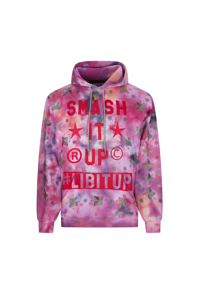 'SMASH IT UP' TIE DYE PINK HOODIE - - Libertine