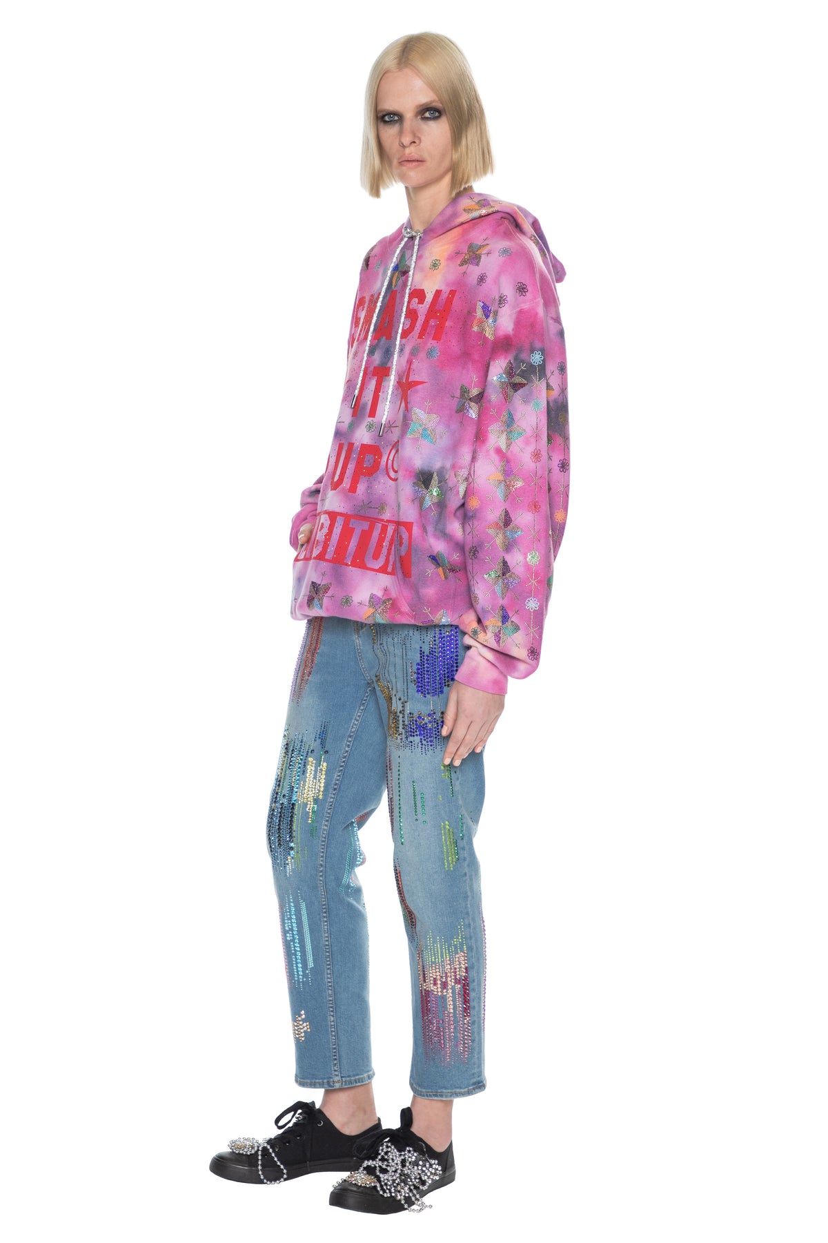 'SMASH IT UP' TIE DYE PINK HOODIE - - Libertine