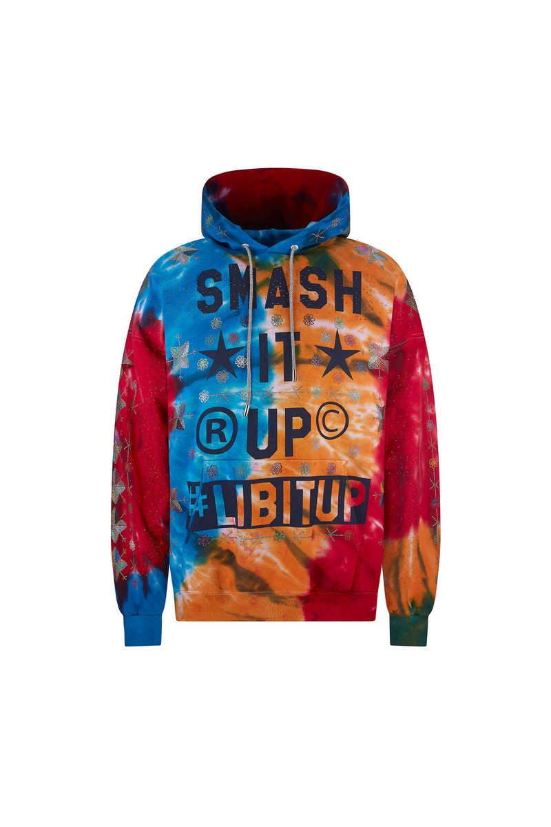 'SMASH IT UP' TIEDYE HOODIE PULLOVER SWEATSHIRT - - Libertine