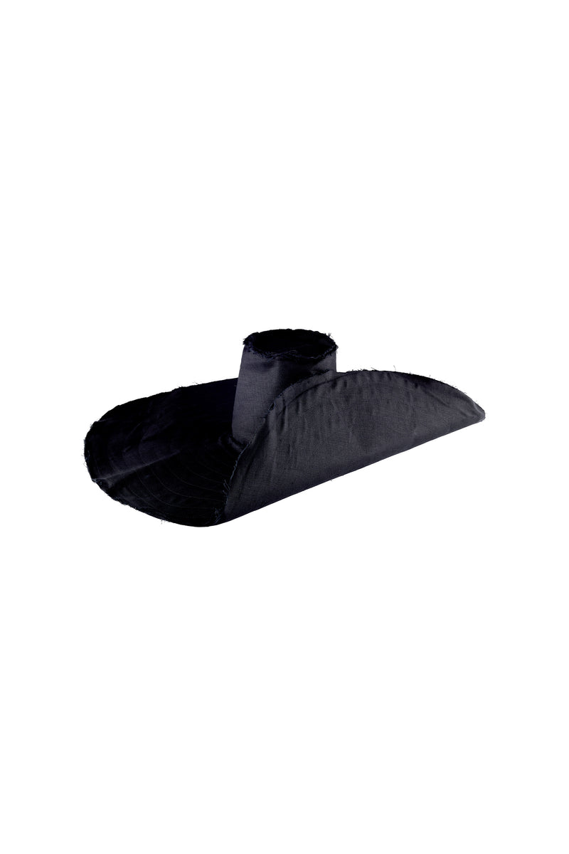 'HEAVY LINEN BLACK' WIDEST BRIM HAT -  - Libertine