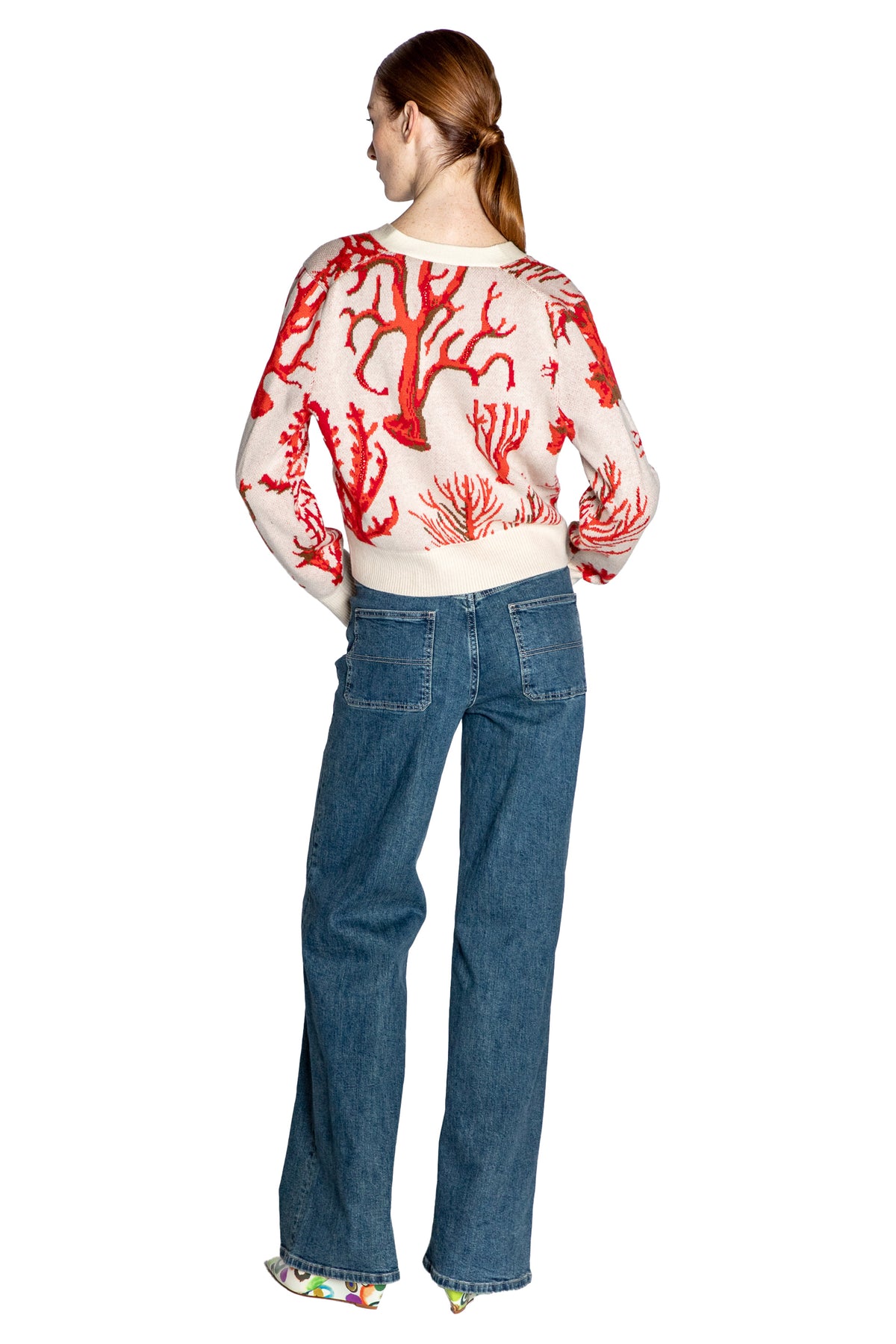 'VENETIAN CORAL' EMBELLISHED SHRUNKEN CARDIGAN - - Libertine