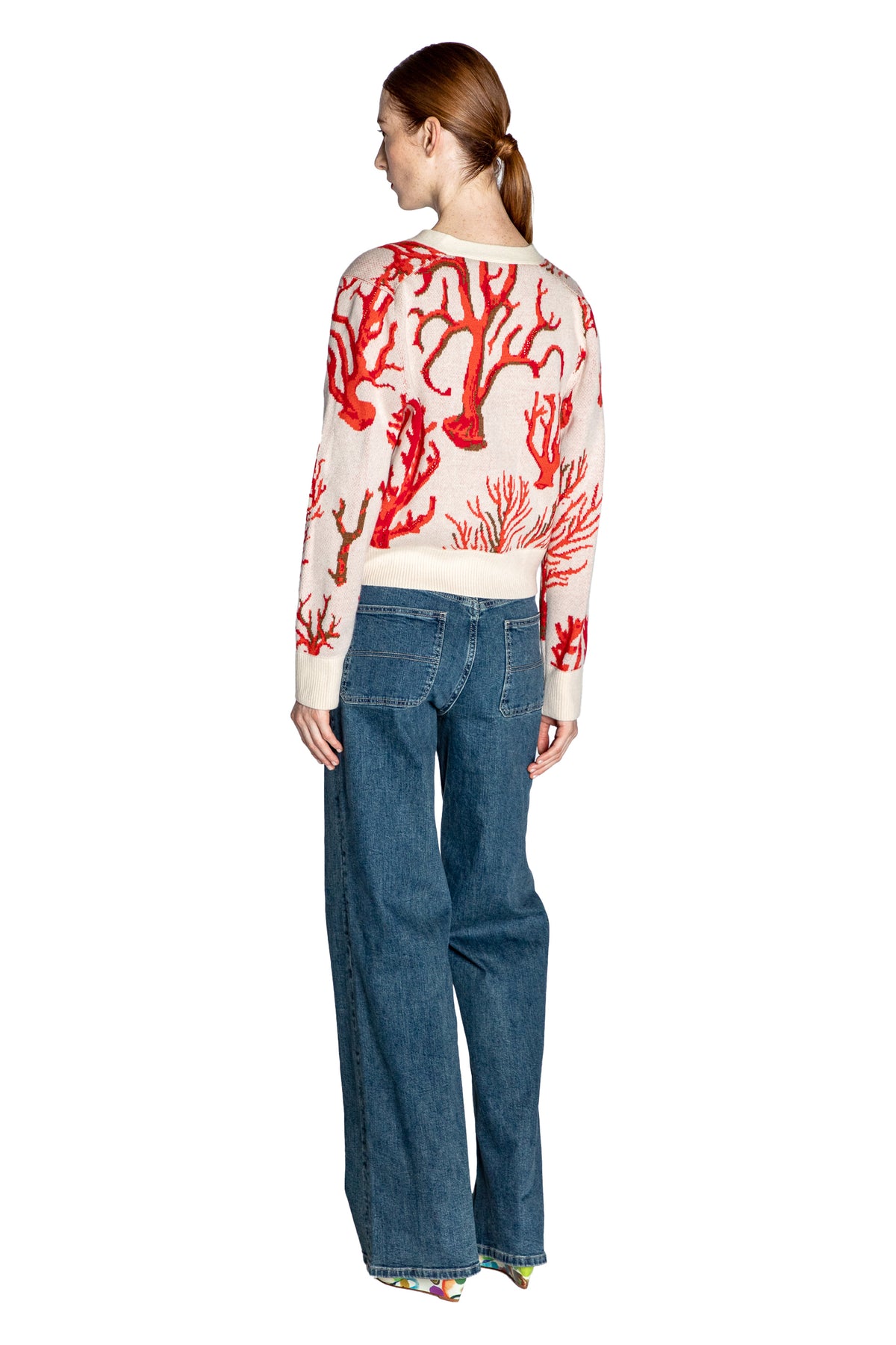 'VENETIAN CORAL' EMBELLISHED SHRUNKEN CARDIGAN - - Libertine