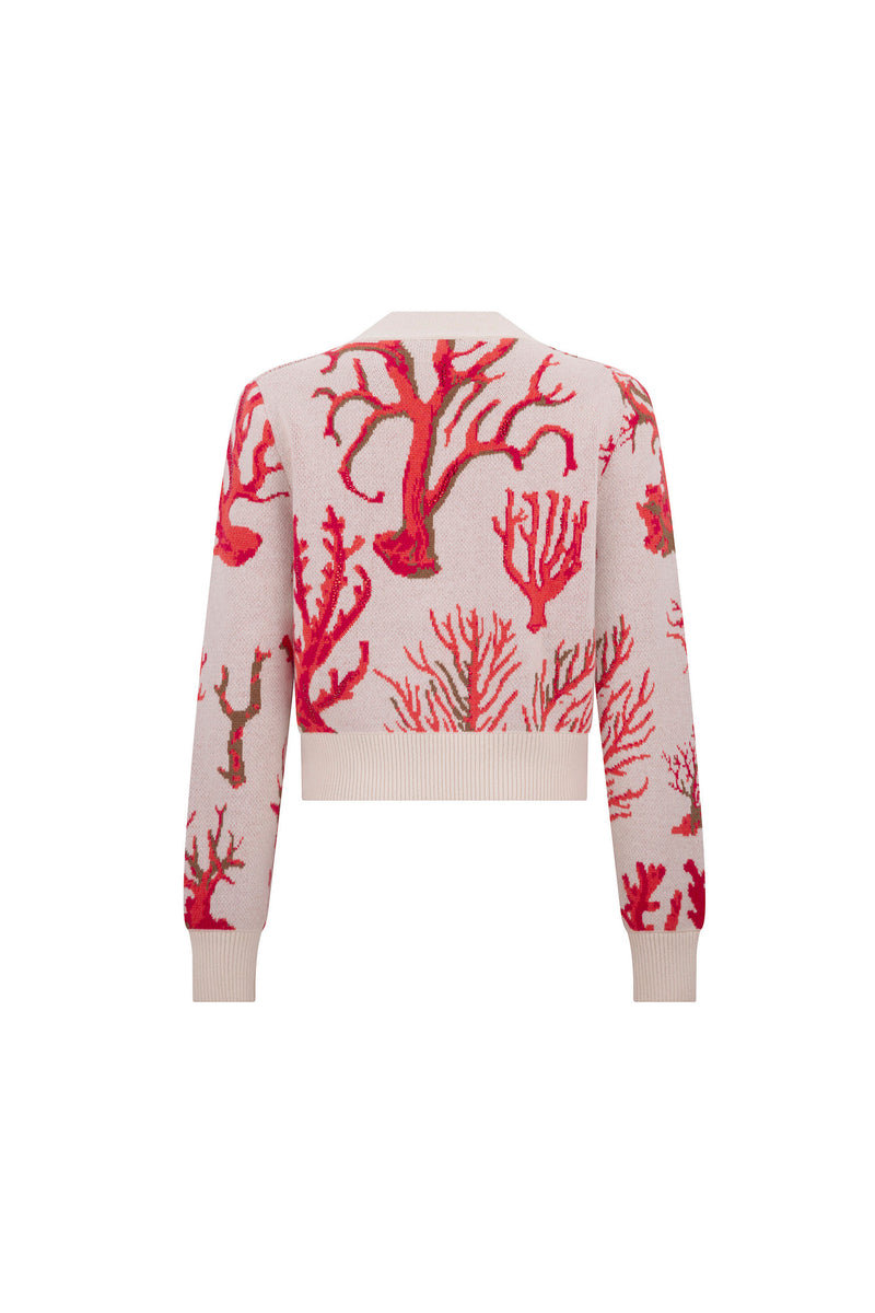 'VENETIAN CORAL' EMBELLISHED SHRUNKEN CARDIGAN - - Libertine