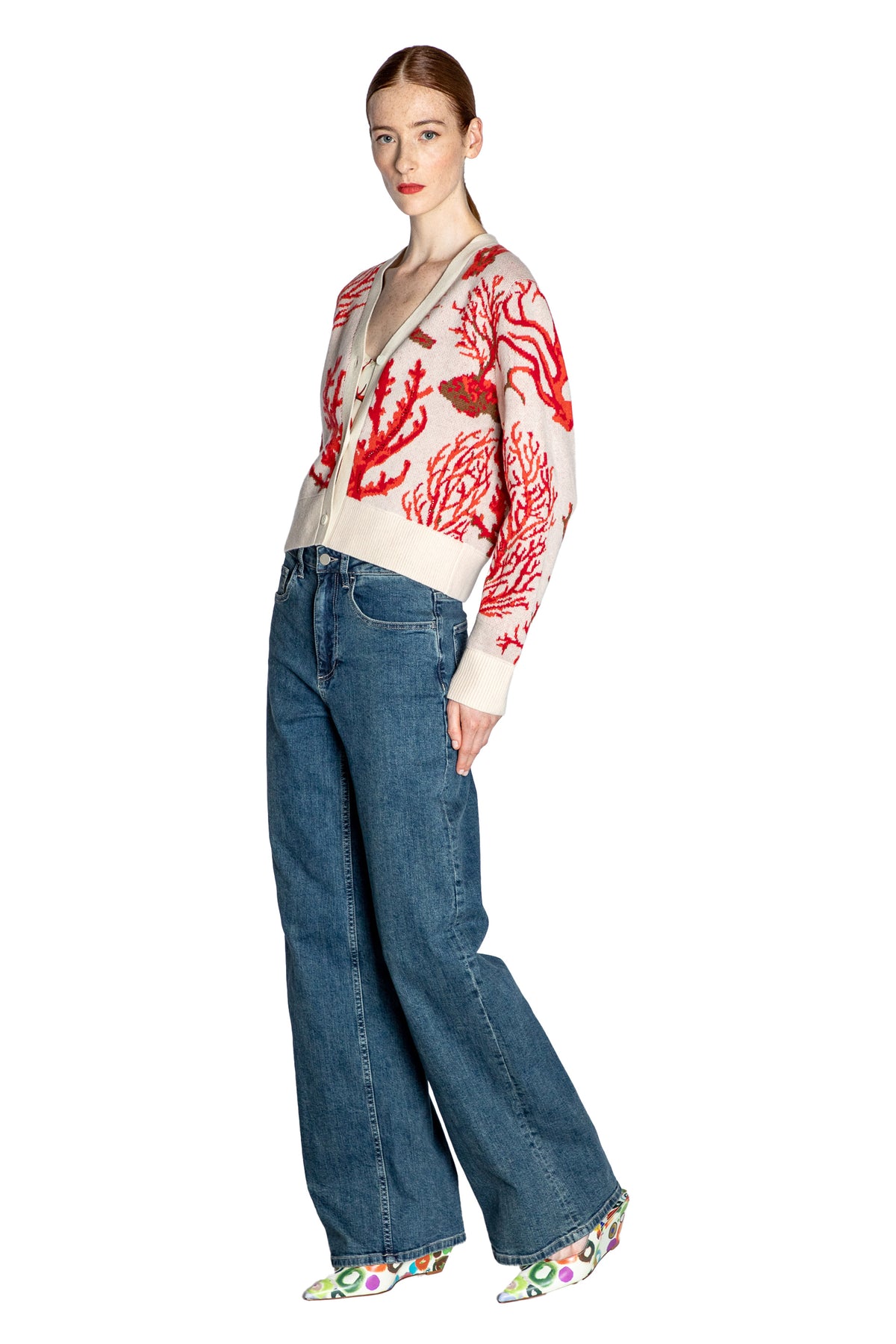 'VENETIAN CORAL' EMBELLISHED SHRUNKEN CARDIGAN - - Libertine