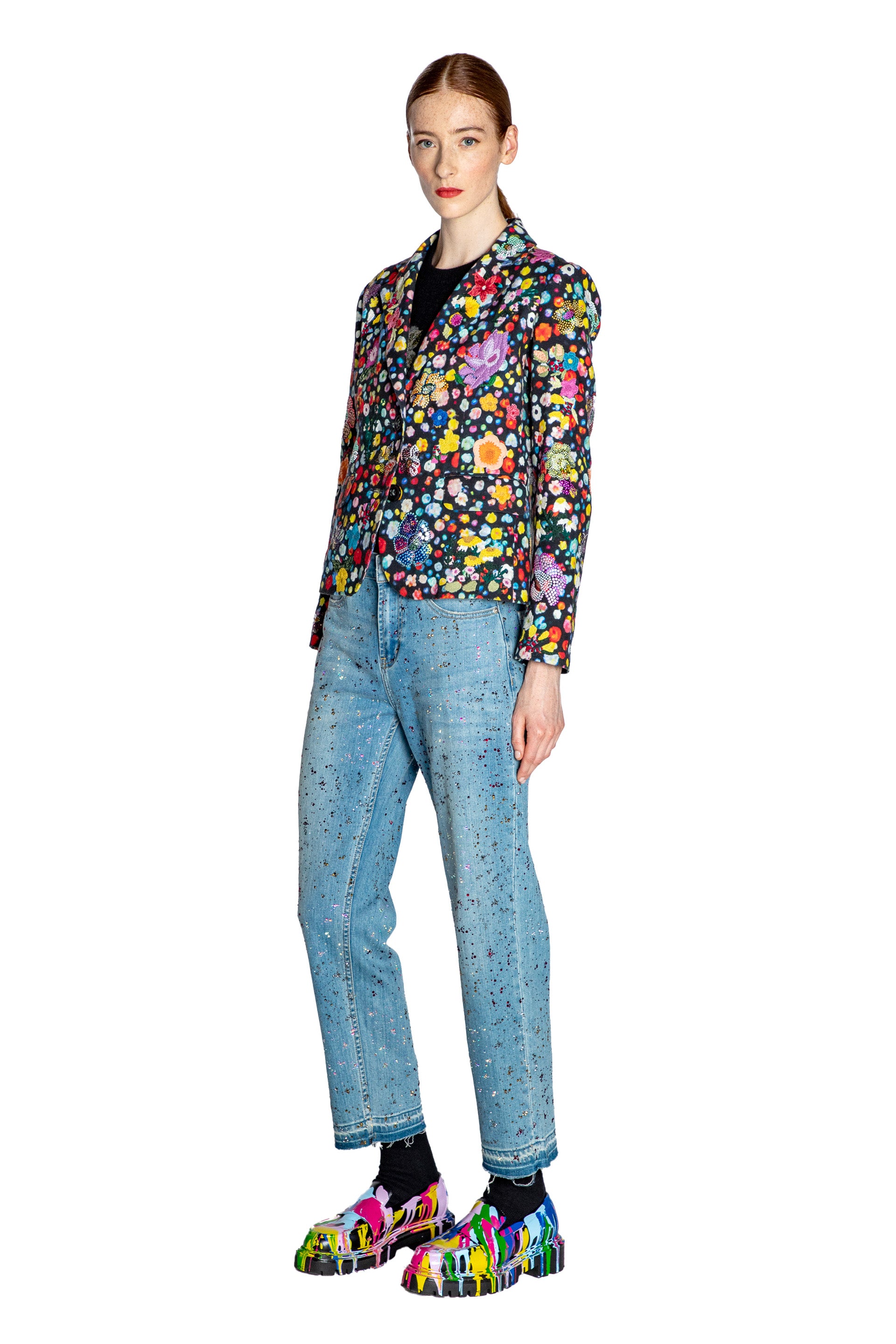 FLOWER GEMS' CRYSTAL EMBROIDERED L/S SHORT JACKET – Libertine