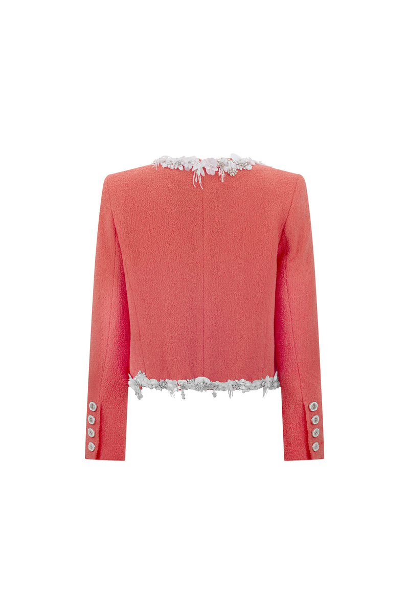 'CORAL BOUCLE' EMBELLISHED HEART JACKET -  - Libertine