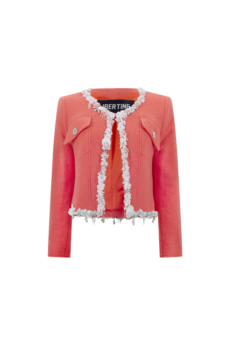 'CORAL BOUCLE' EMBELLISHED HEART JACKET -  - Libertine