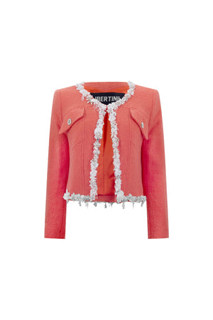 'CORAL BOUCLE' EMBELLISHED HEART JACKET