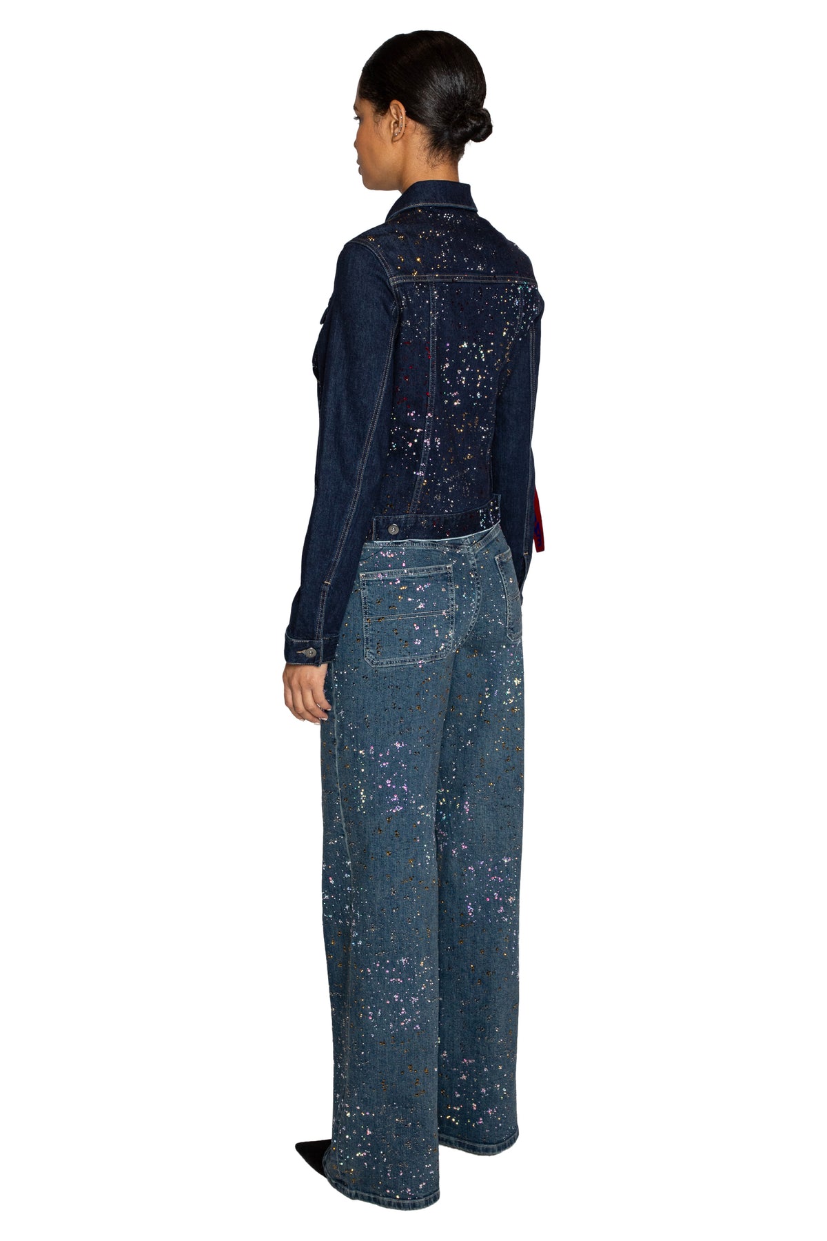 'METEOR SHOWER' DENIM JACKET WITH LABELS - - Libertine