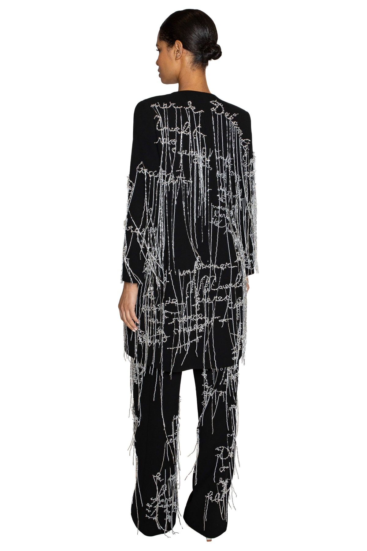 'BODY LANGUAGE' HAND EMBROIDERY CLASSIC COLLARLESS COAT - - Libertine