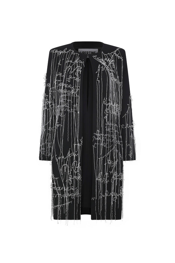 'BODY LANGUAGE' HAND EMBROIDERY CLASSIC COLLARLESS COAT - - Libertine - Main image