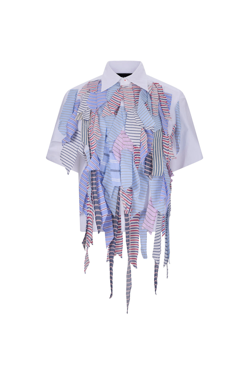 'OF EVERY STRIPE' SHORT SLEEVE CROPPED SHIRT -  - Libertine