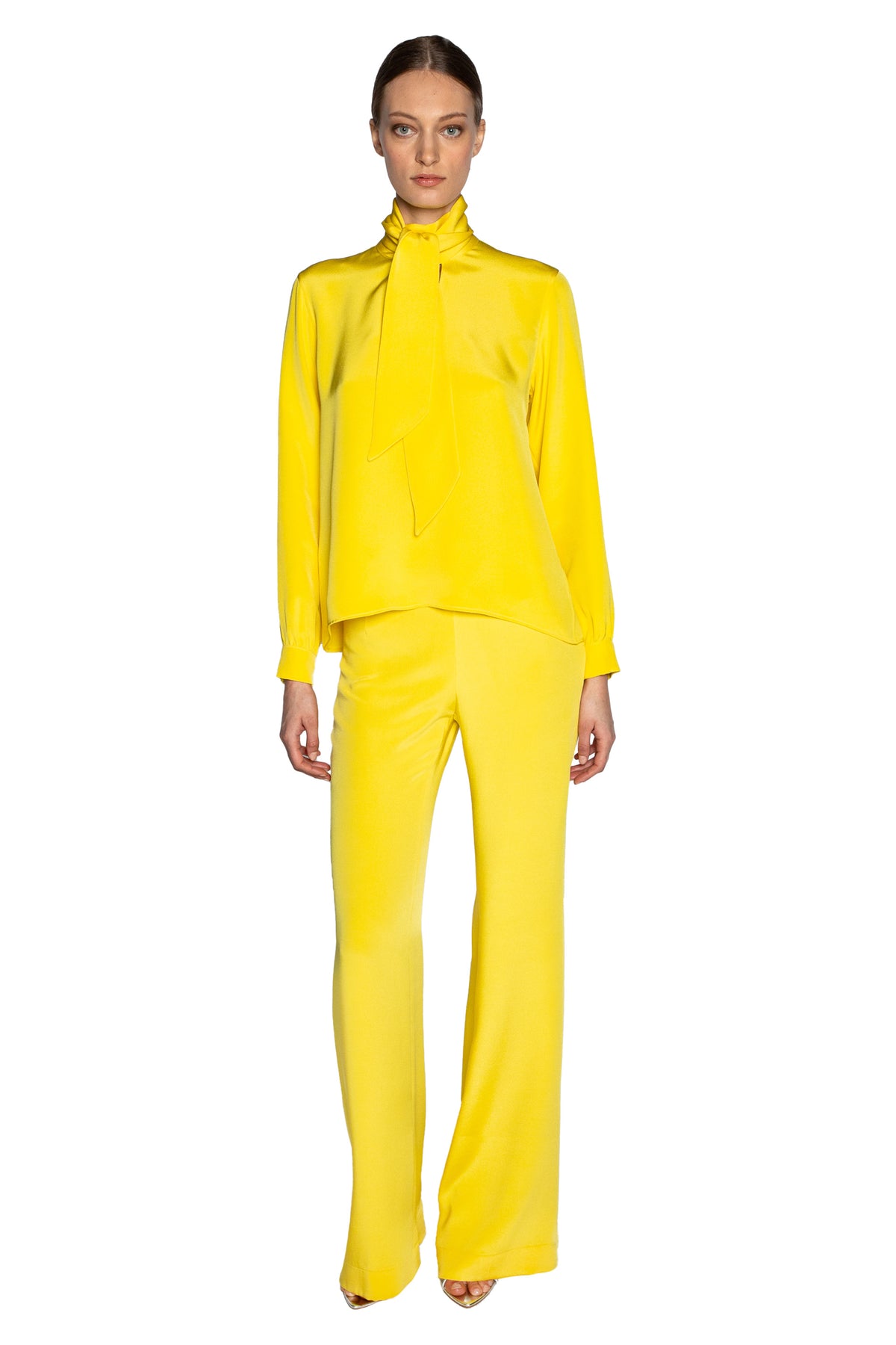 'NANCY LANCASTER YELLOW' SLIM KEITH TIE BLOUSE - - Libertine