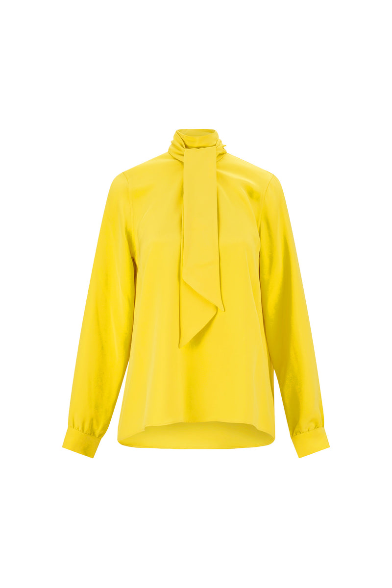 'NANCY LANCASTER YELLOW' SLIM KEITH TIE BLOUSE - - Libertine