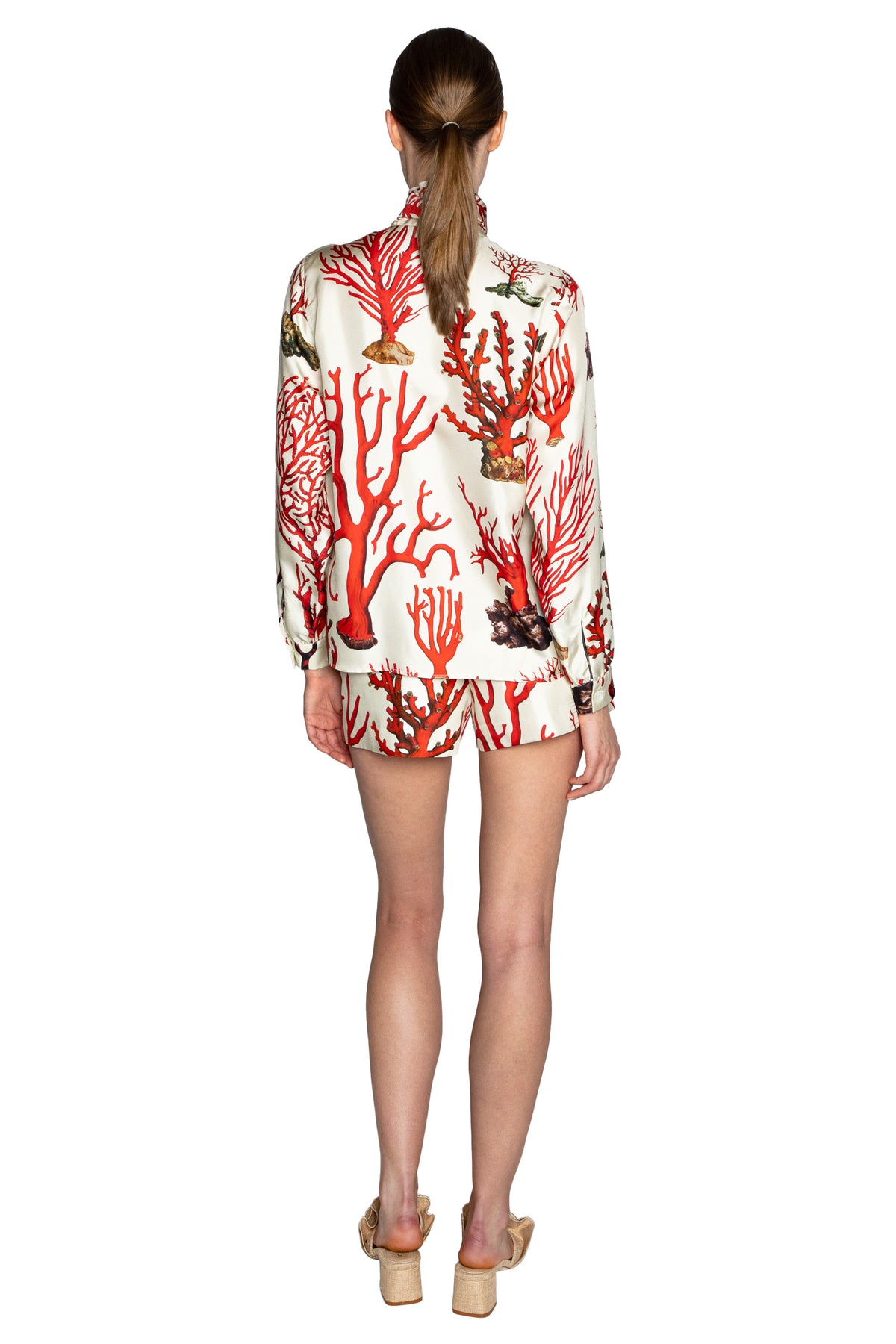 'VENETIAN CORAL' SLIM KEITH TIE BLOUSE - - Libertine