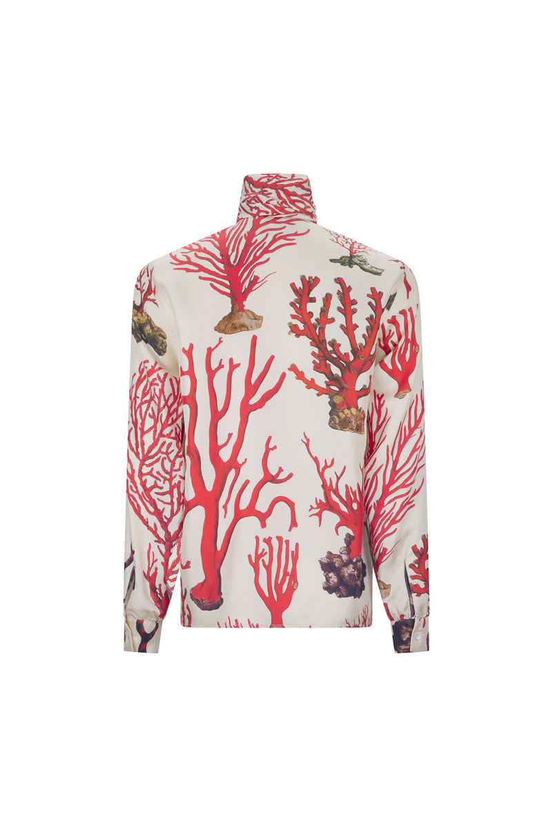 'VENETIAN CORAL' SLIM KEITH TIE BLOUSE - - Libertine