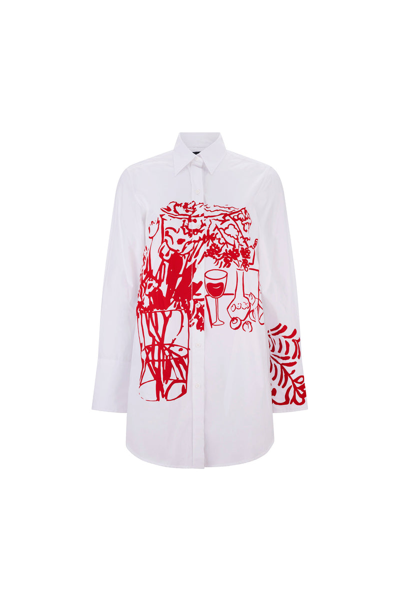 'STILL LIFE SILK SCREEN' LONG CLASSIC SHIRT -  - Libertine