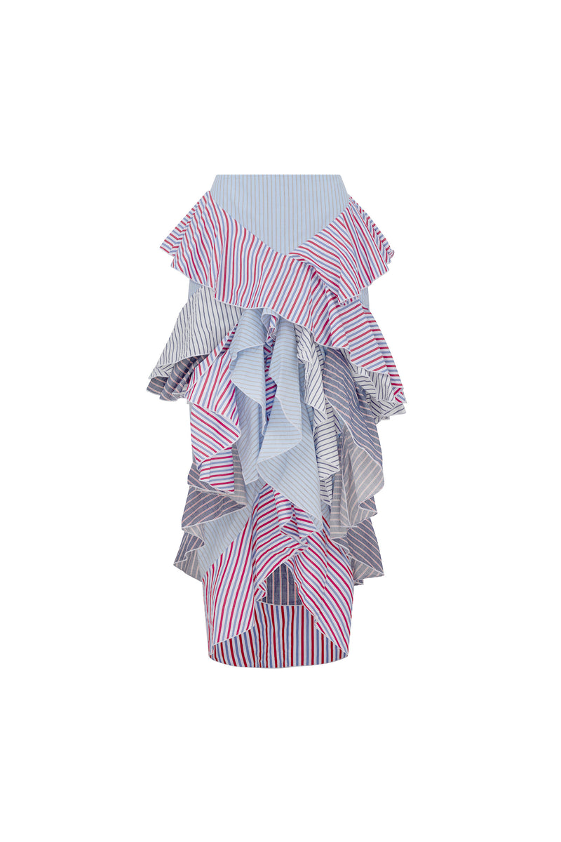 'OF EVERY STRIPE' LONG RUFFLE SKIRT - - Libertine