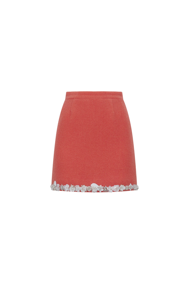 'CORAL BOUCLE' EMBELLISHED MINI SKIRT - - Libertine