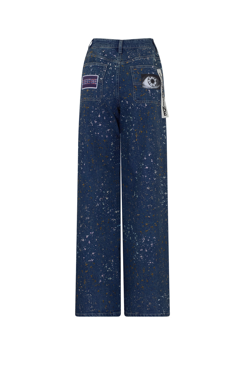 'METEOR SHOWER' BAGGY JEAN WITH BACK LABELS - - Libertine