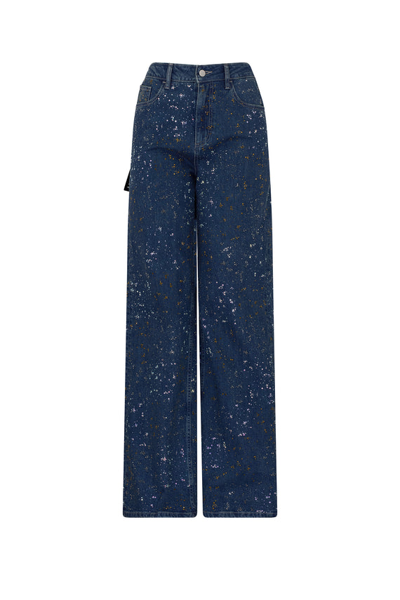 'METEOR SHOWER' BAGGY JEAN WITH BACK LABELS - - Libertine - Main image