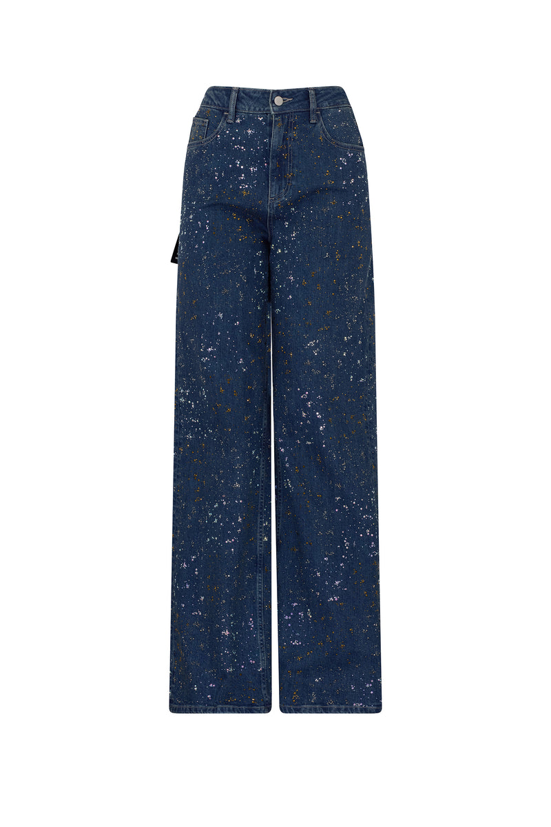 'METEOR SHOWER' BAGGY JEAN WITH BACK LABELS - - Libertine